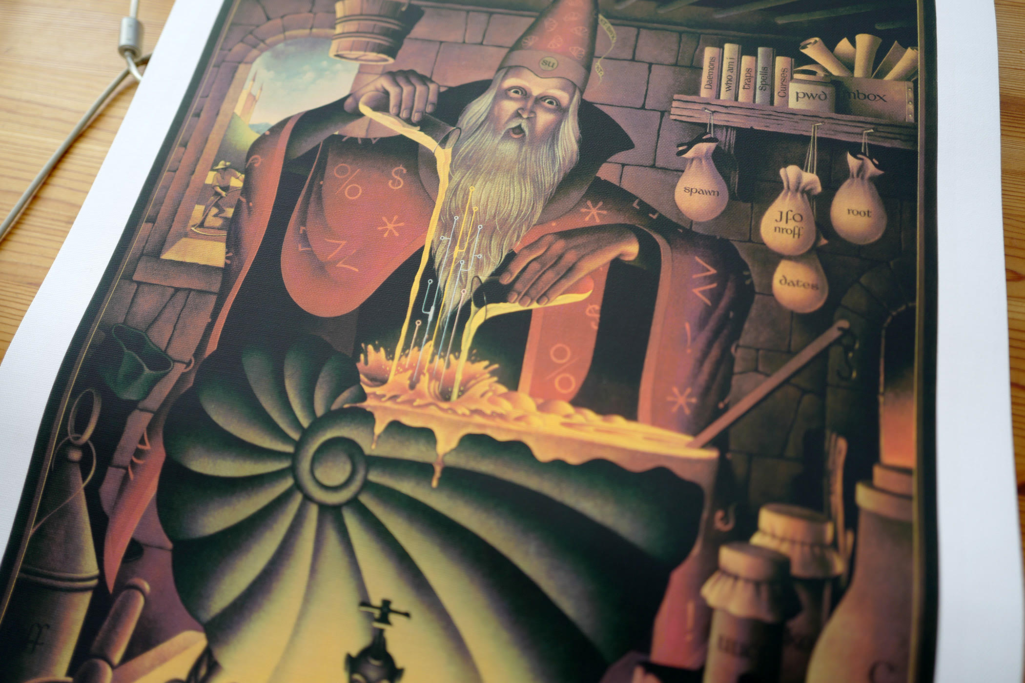 Odbitka plakatu UNIX Magic na płótnie, zbliżenie
